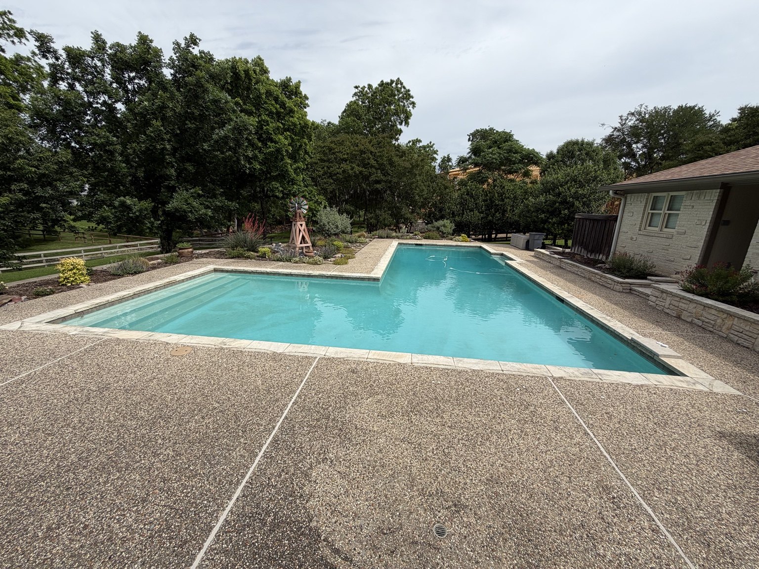 Earlier wide view of the pool