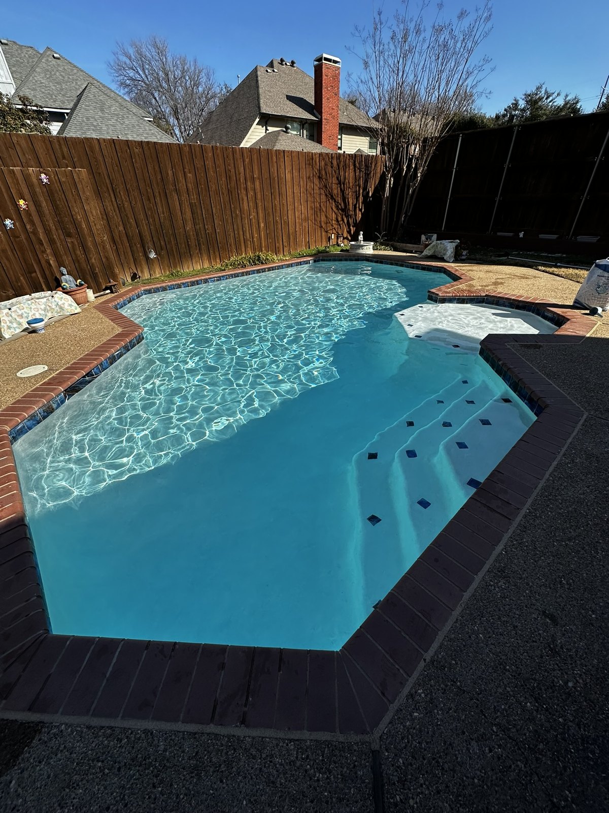 Pool with brick coping