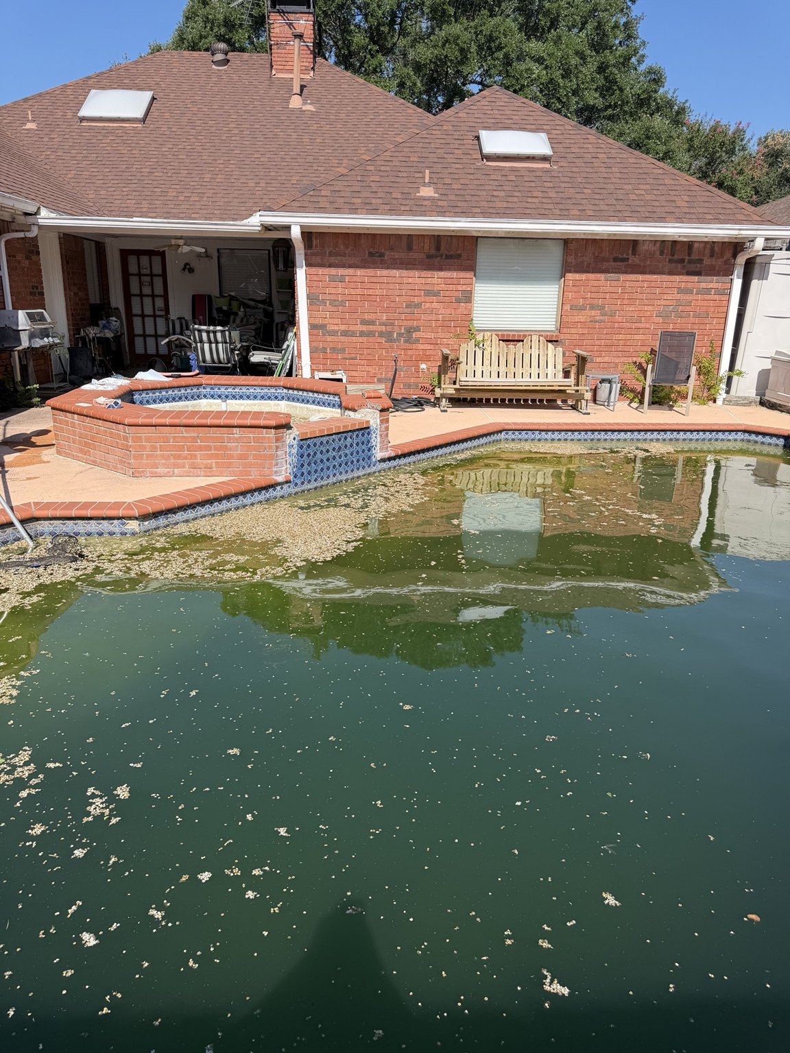 Pool and raised spa before remodeling